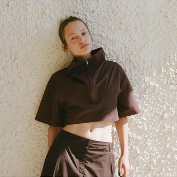 Zara Tops - Zara Dark Brown Crop Top